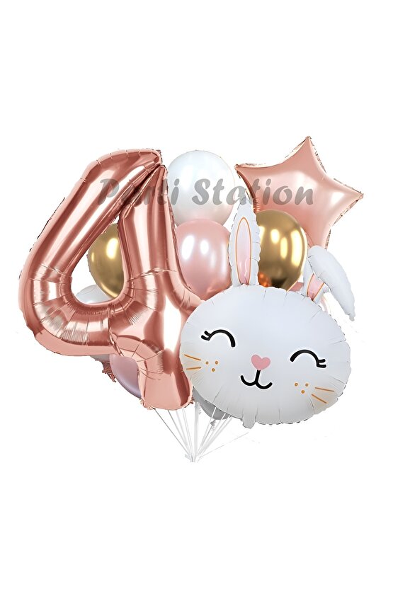 Tavşan Bunny Konsept 4 Yaş Balon Set Easter Sevimli Tavşan Woodland Doğum Günü Parti Balon Buketi