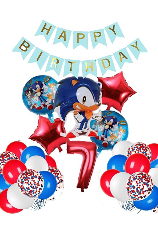 Sonic Tilki Konsept 7 Yaş Balon Set Sonic Doğum Günü Kırmızı Balon Set