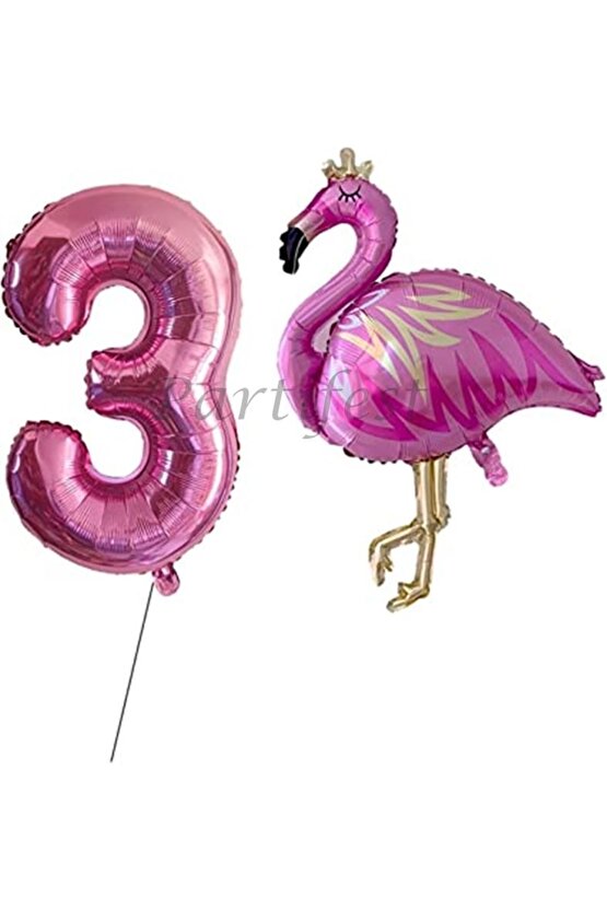 Flamingo Balon Set Flamingo Folyo Balon Set Konsept Doğum Günü Set 3 Yaş Balon