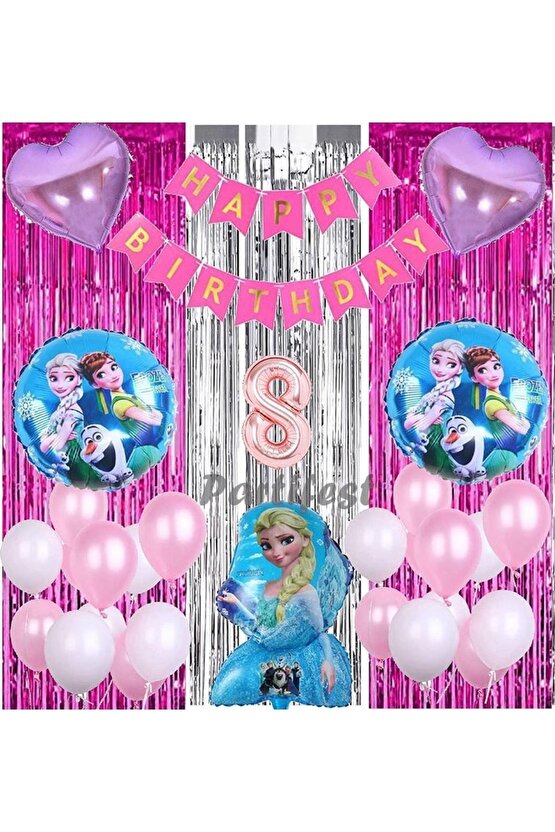 Frozen Elsa 8 Yaş Balon Seti Karlar Ülkesi Konsept Helyum Balon Set Frozen Elsa Doğum Günü Set