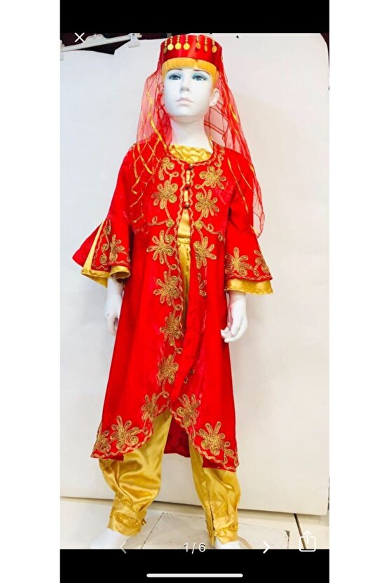 Kırmızı Monoray Kız Çocuk Bindallı Kına Gecesi Kıyafeti