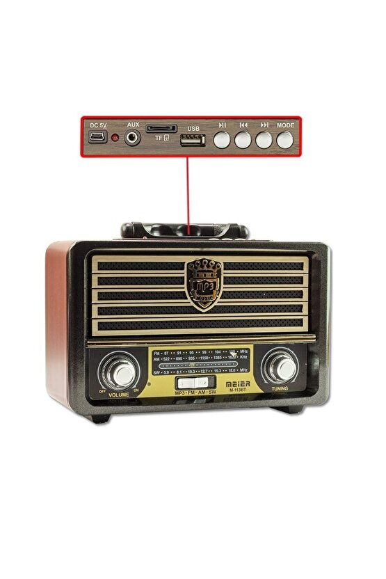 Meier M-113bt Nostaljik Radyo Usb Aux Bluetooth Uzaktan Kumanda