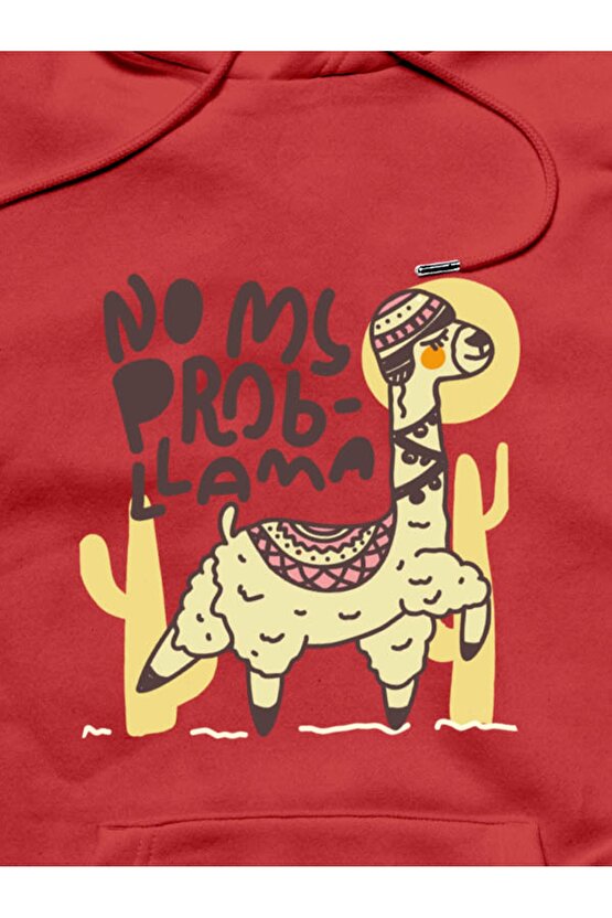 No Problem Esprili Baskılı 3 Iplik Kalın Sweatshirt Hoodie