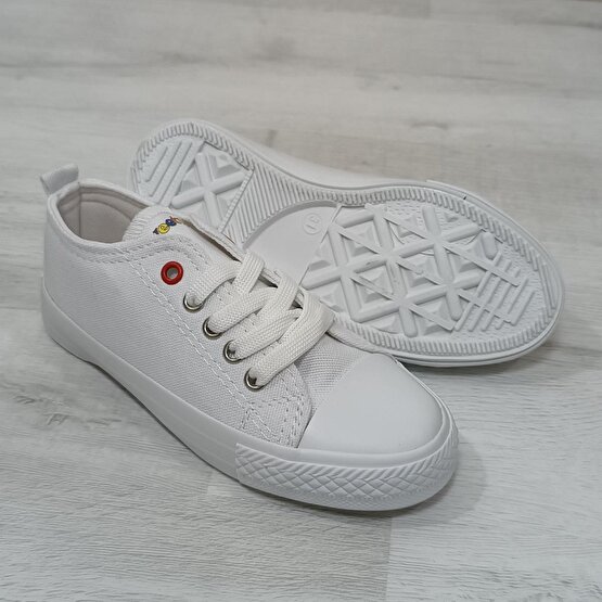 Fiyra 9001 Beyaz Keten Sneaker Bağacaklı Çocuk Spor Ayakkabı