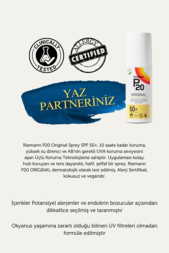 P20 Orijinal Spf 50 100 ml Güneş Kremi