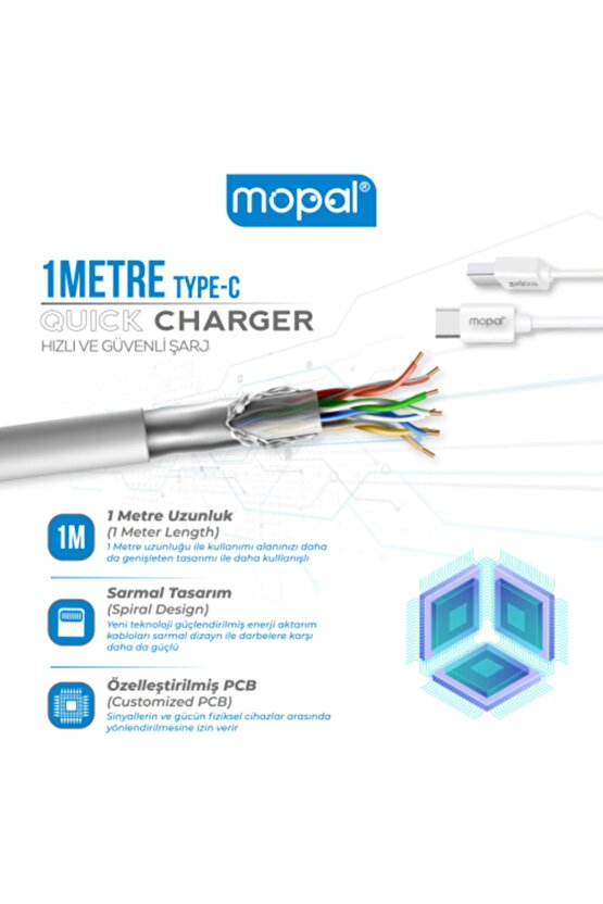 Mopal Şarj Başlığı Ve Type C Data Kablosu 5v 2a Hızlı Şarj Aleti M05