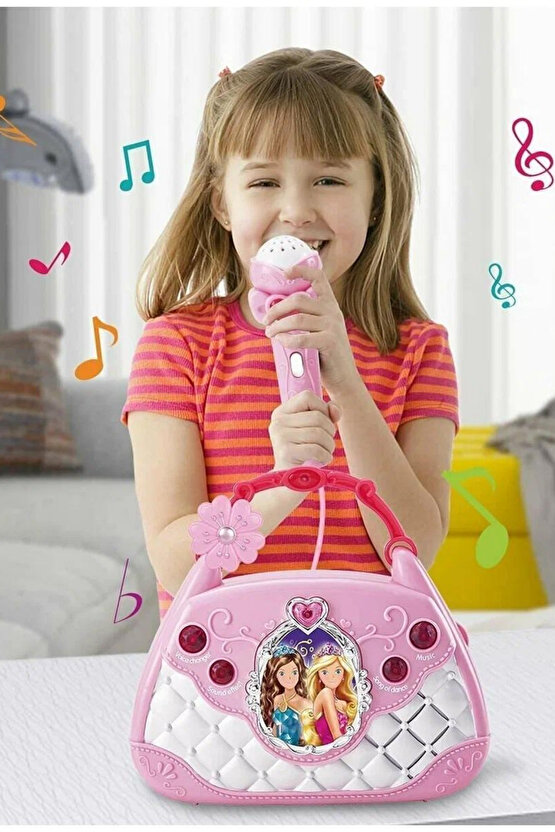 Çocuklar için Oyuncak Mikrofonlu Mp3 Çalar Karaoke Parti Müzikleri El Çantası