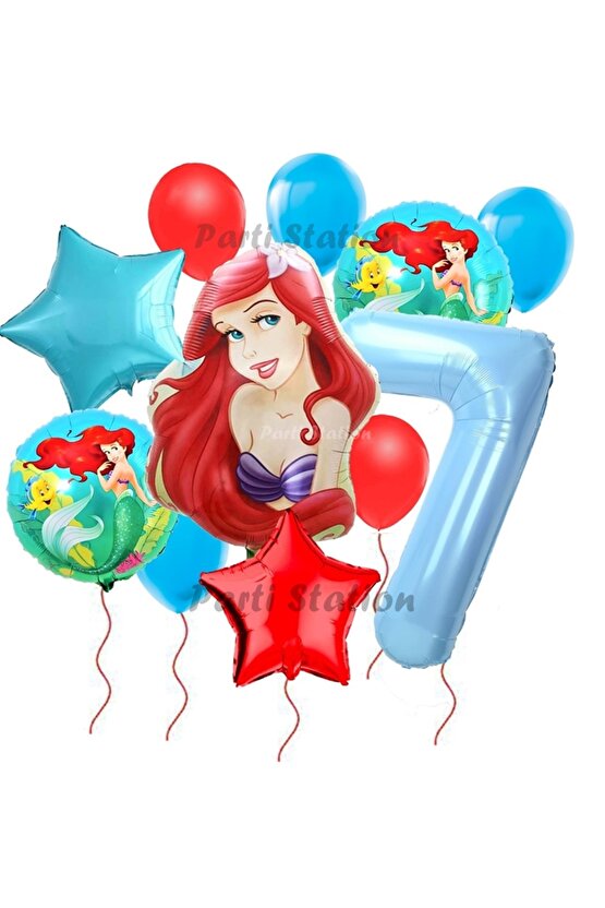 Disney Prensesi Deniz Kızı Prenses Ariel Konsept 7 Yaş Doğum Günü Balon Set Aquaman Ariel Balon Set