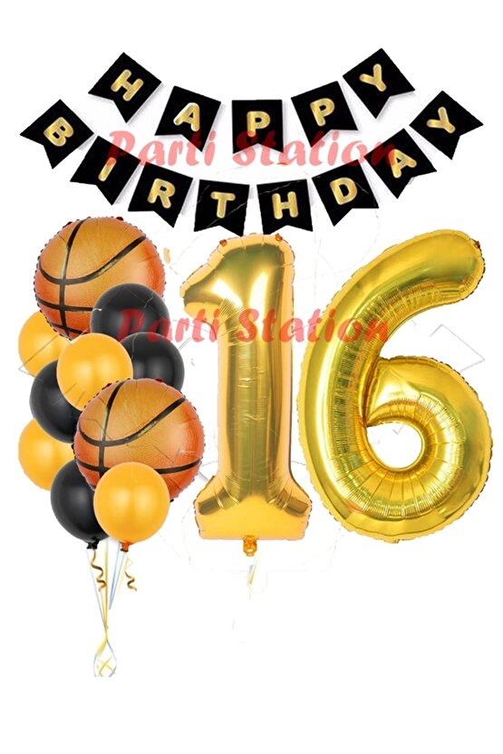 Basketbol Konsept 16 Yaş Balon Set Basketbol Tema Doğum Günü Balon Seti