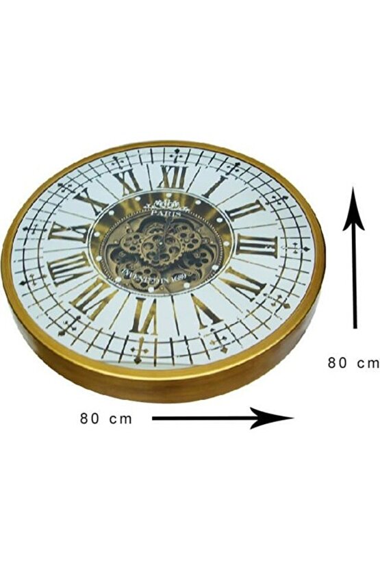 himarry Yuvarlak Roma Rakamlı Goldoksit Çarklı Metal Duvar Saati