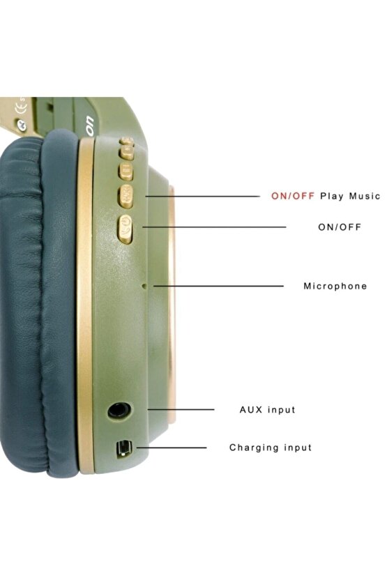 Bluetooth Kulaklık Kablosuz Sd Kart Girişi Aux Yeşil Sy-bt1607