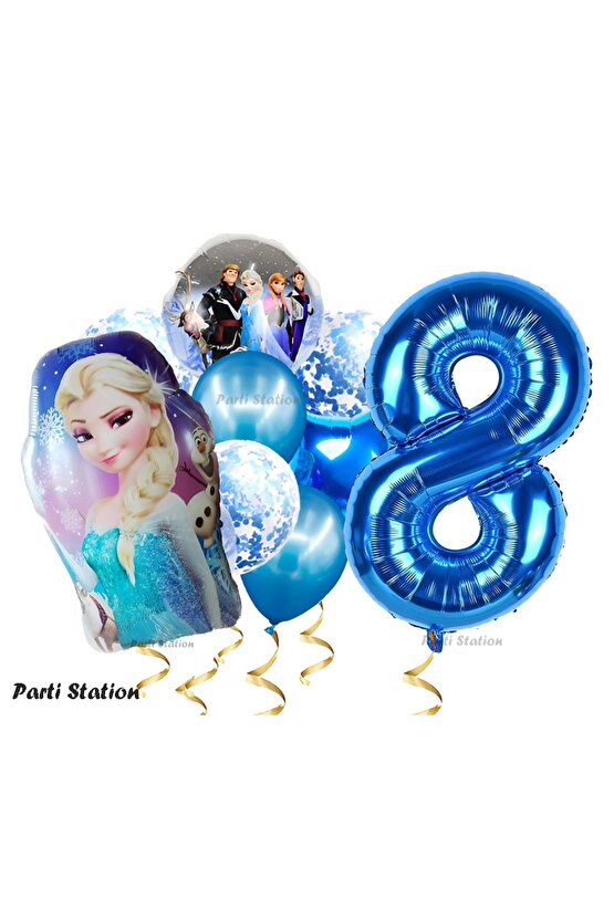 Frozen Elsa 8 Yaş Balon Set Karlar Ülkesi Frozen Elsa Konsept Doğum Günü Parti Helyum Balon Buketi