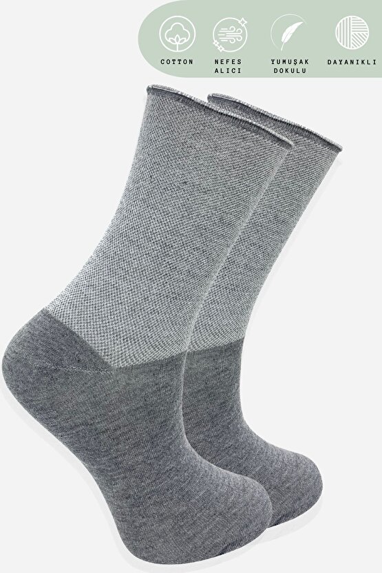 Coton Dikişsiz Lastiksiz  Roll-top Yazlık Sıkmayan  4 Lü Paket  Uzun Kadın Çorap Seti