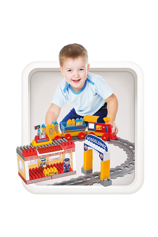 Raylı Tren Set 61 Parça Temalı Blok Lego Set-3258