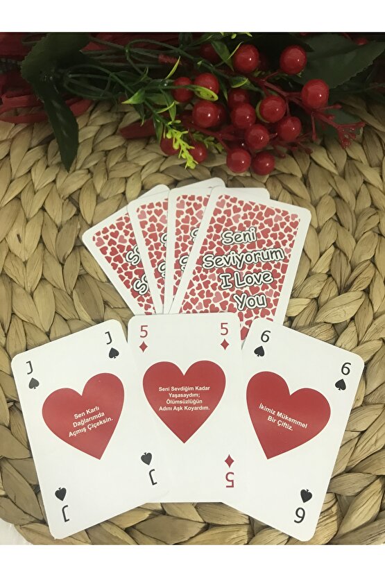 Sevgiliye Iskambil Oyun Kartları Aşk Sözlü Kart Notu