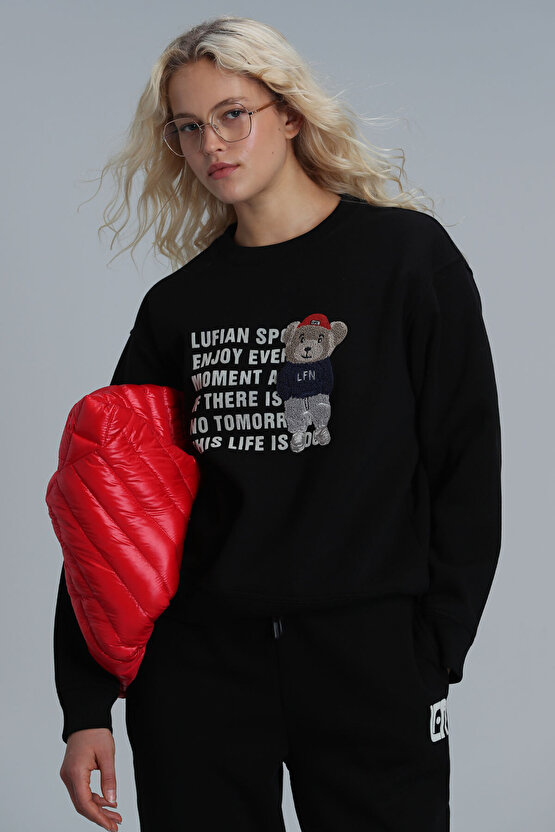 Vera Kadin Örme Sweatshirt Siyah