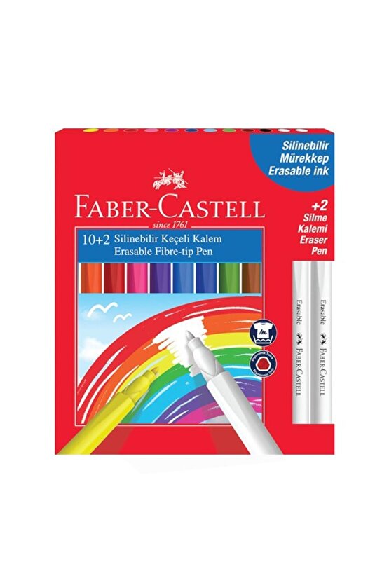 10+2 Renk Silinebilir Keçeli Kalem Faber Keçeli Boya Kalemi 1 Paket