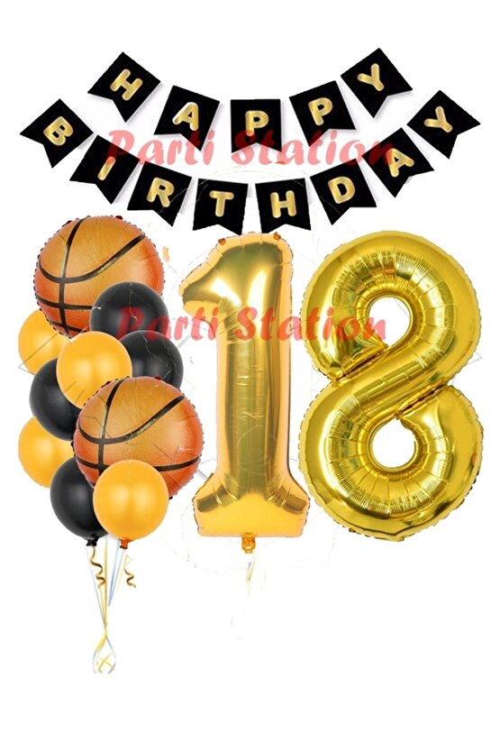 Basketbol Konsept 18 Yaş Balon Set Basketbol Tema Doğum Günü Balon Seti