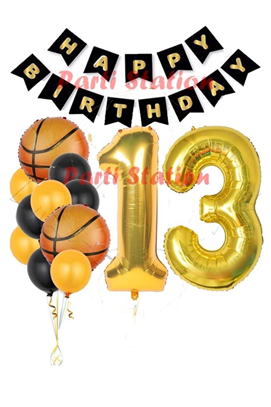 Basketbol Konsept 13 Yaş Balon Set Basketbol Tema Doğum Günü Balon Seti