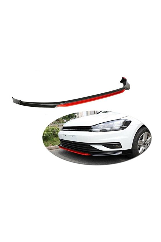 Vw Golf 7.5 Kırmızılı Ön Lip Ön Tampon Eki 4 Prç Piona Black Ithal