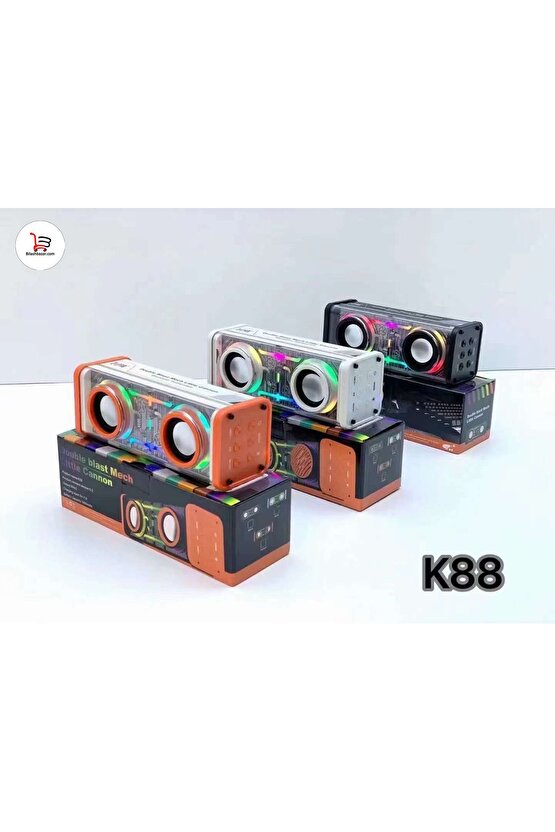 bluetooth hoparlör tws özellikli 2x5w led ışıklı fm radyo usb sd kart giriş kablosuz şarjlı speaker