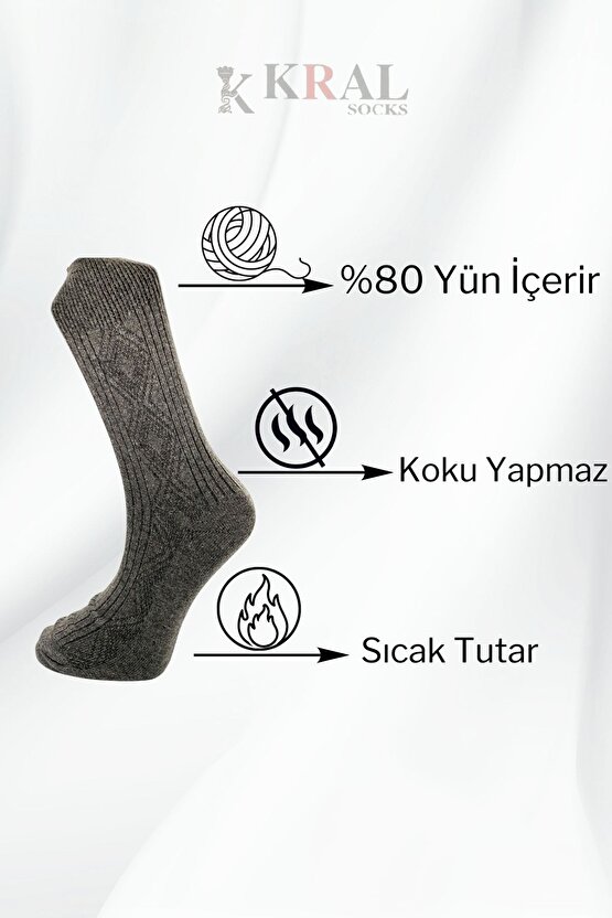 Erkek Ve Kadın Kışlık Termal Etkili (5Lİ PAKET) Lambswool Kuzu Yün Çorap