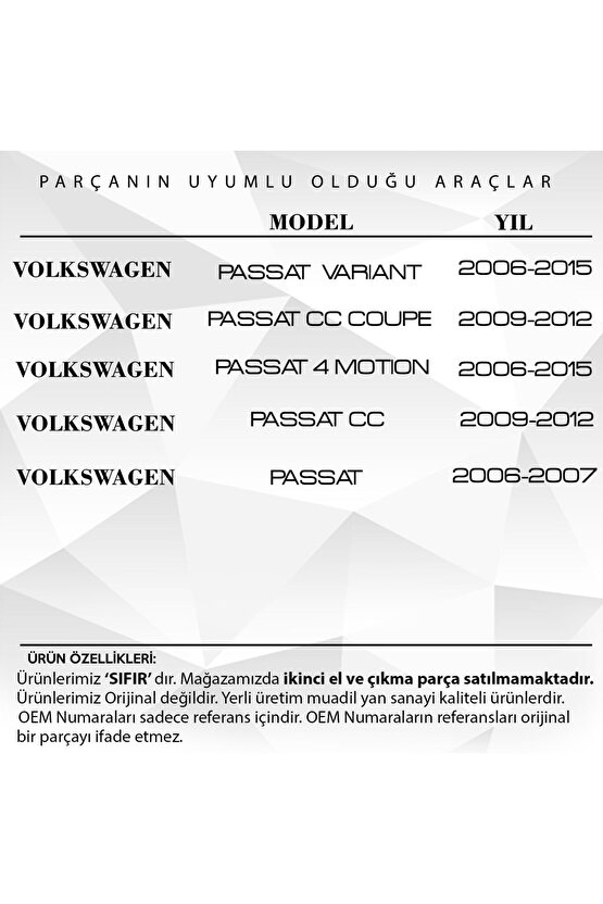 Volkswagen Passat B6, B7, Cc Için Arka Kapı Dıştan Açma Teli