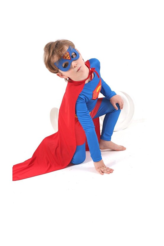 Erkek Çocuk Mavi Superman Kostüm
