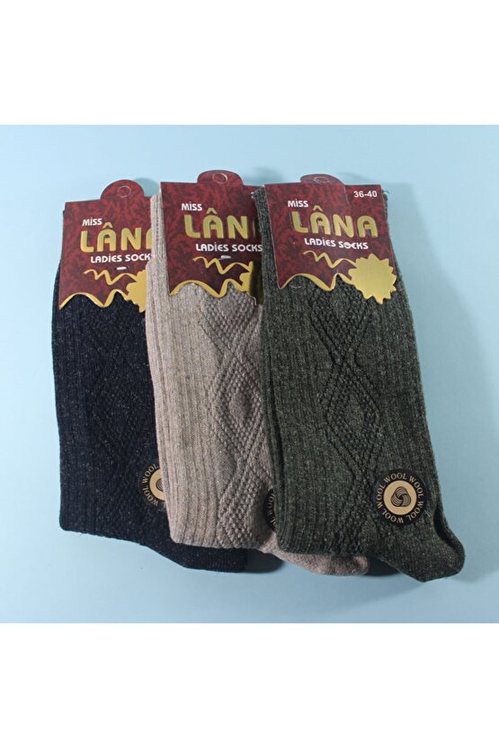 Kadın Koyun Yünü Lambswool Kışlık 3lü Set Çorap