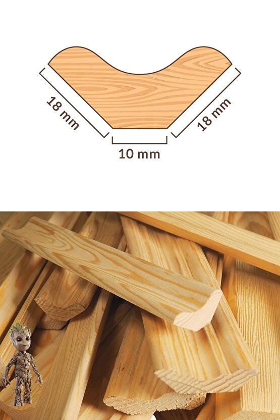 100 Cm Ahşap Dar Süpürgelik(5lik)