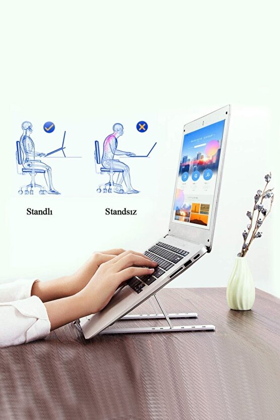 Laptop Standı Ayarlanabilir Notebook Yükseltici Tablet Telefon Tutucu 5-17 Inç Uyumlu Mini Stand