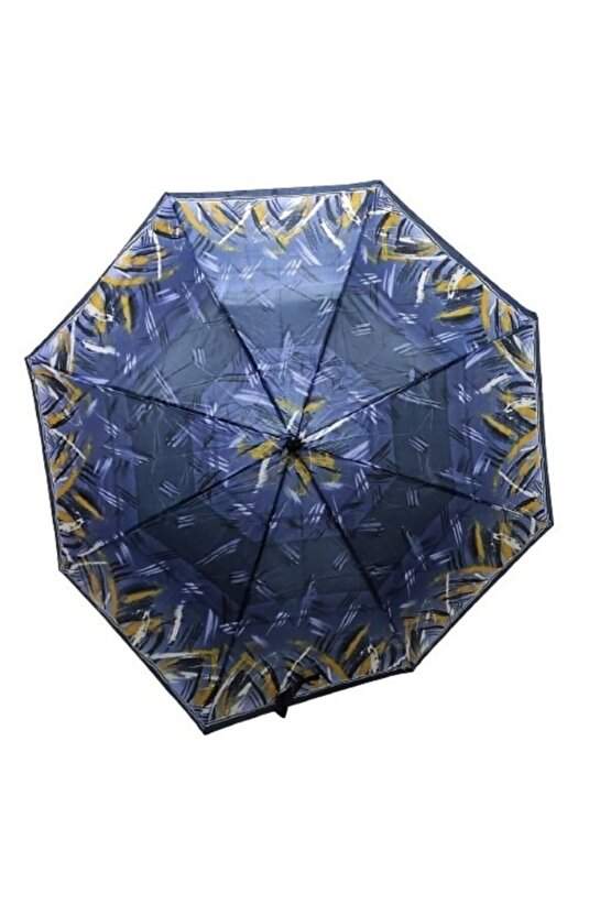 Şemsiye Çizgili Lacivert 8 Telli Yarı Otomatik Unisex