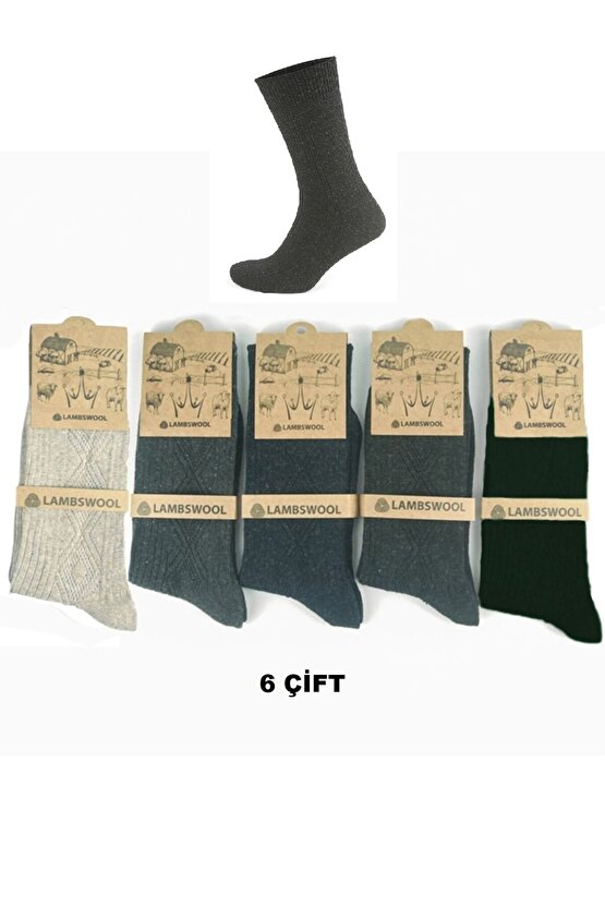 Kışlık Yün Erkek Çorap 6lı Paket Lambswool