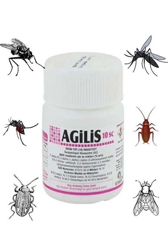 Agilis - Haşere Ilacı - Sivrisinek Karasinek Hamamböceği Etkili - Kokusuz Ve Lekesiz - 50 Ml