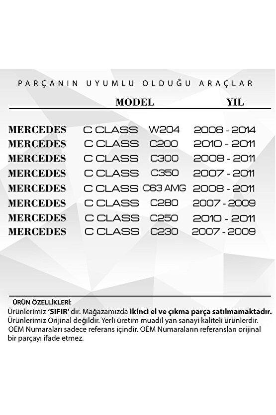 Mercedes C Class W204, C200,c250 Için Havalandırma Izgara Kapağı (sağ)