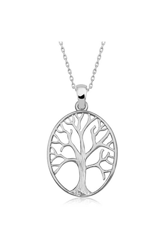 Himarry 925 Ayar Gümüş Renkli Taşlı Hayat Ağacı Kadın Gümüş Kolye