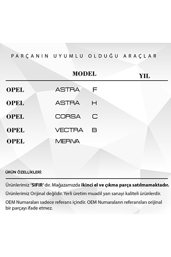 Opel Astra F-h,corsa C,vectra B, Meriva Için Fren Pedal Lastiği