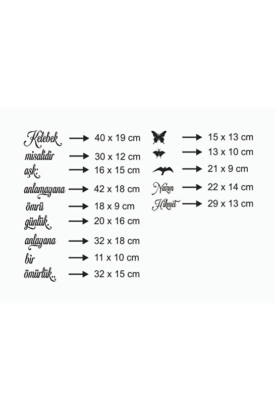 120*80 Cm Kelebek Misalidir Aşk Ahşap Duvar Yazısı