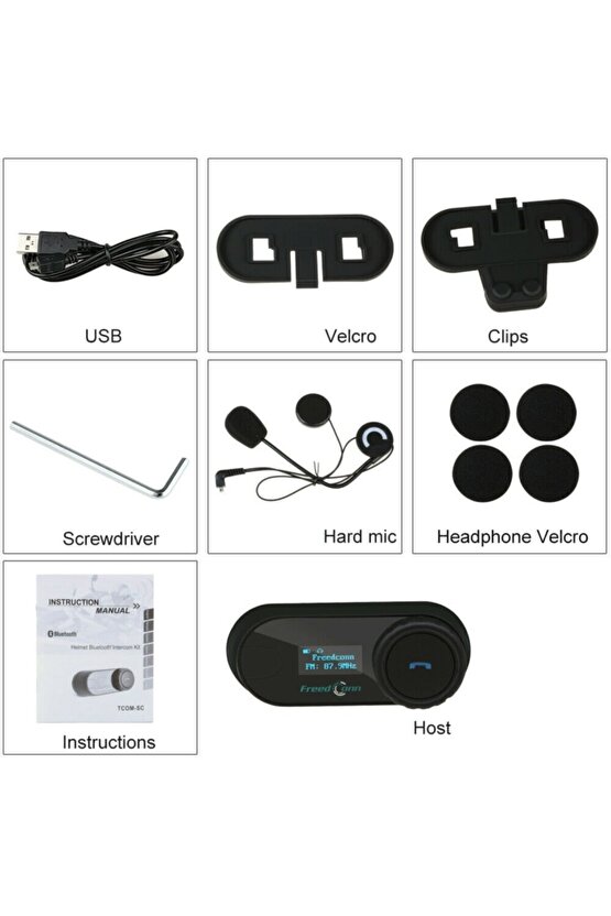 Motosiklet Bluetooth Kulaklık Intercom 800 Metre Kask Earphone Telefon Konuşması Ve Müzik Dinleme