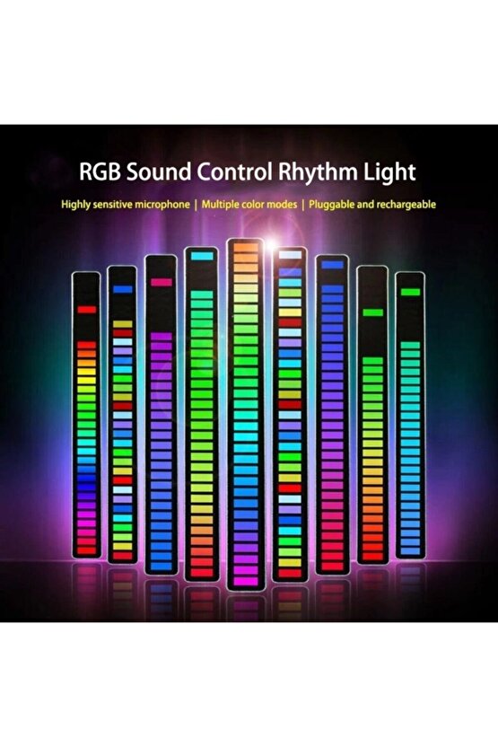 Rgb Ses Kontrol Ritim Işığı 32 Bit Göstergeli Sesle Arabapctvodamasaüstü Için Renkli Led Işık