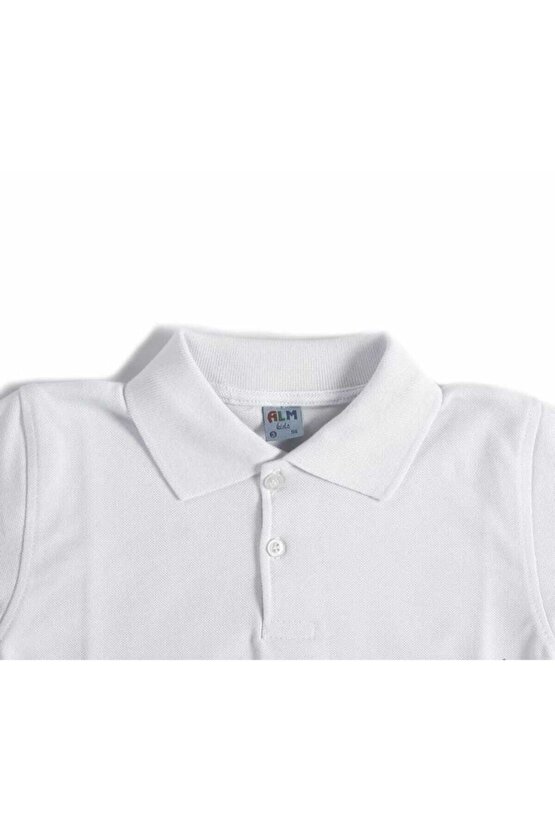 Beyaz Kısa Kol 6-16 Yaş Çocuk Okul Lakos Tişörtt-shirt - 80238-beyaz