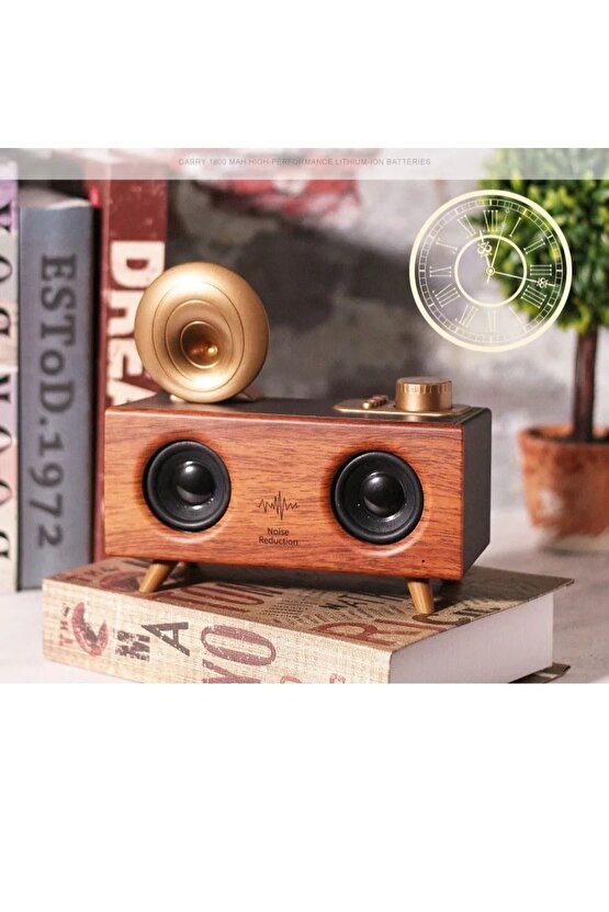 NOSTALJİK RADYO AHŞAP BLUETOOTH HOPARLÖR SD KART VE USB GİRİŞLİ FM RADYOLU ŞARJLI SPEAKER