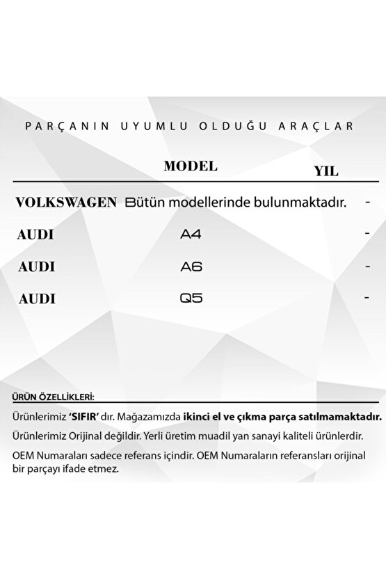 Volkswagen, Audi (a4 A6 Q5) Için Araba Kapı Kilit Motoru