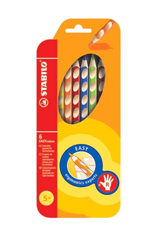 Easycolors Sağ El Kuruboya Kalemi 6 Renkli 332-6 