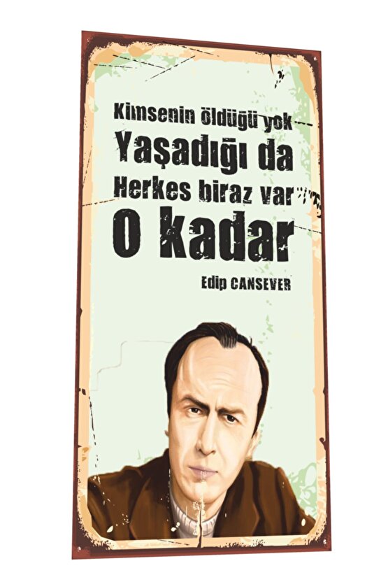 Edip Cansever Mini Retro Ahşap Poster