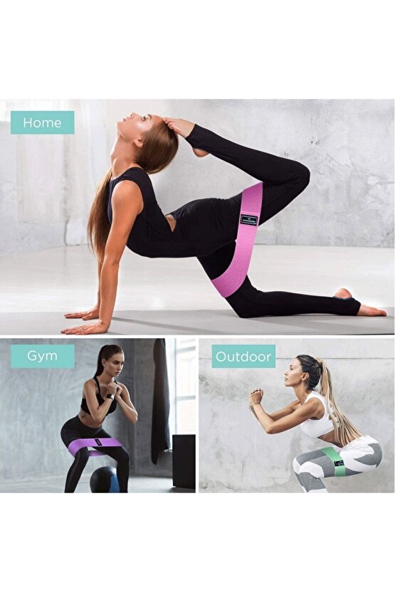Band Direnç Bandı Spor Egzersiz Aerobik Pilates Squat Lastiği Fitness Yoga 3 Lü Set