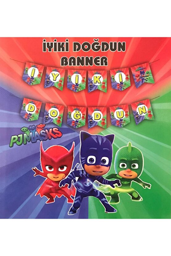 Pijamaskeliler İyi Ki Doğun Banner 1 Adet 2 Metre PJMASKS Doğum Günü Parti Malzemeleri