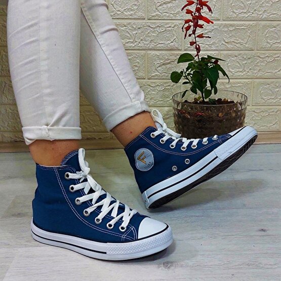 Fiyra 555 Kot Mavi Uzun Unisex Sneaker Keten Spor Ayakkabı