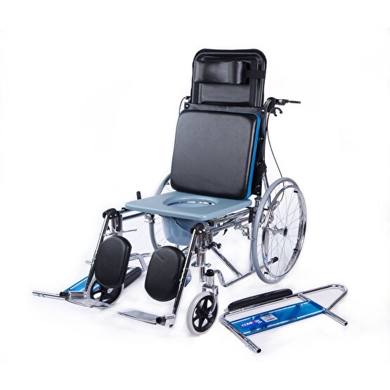 KY609GC Sırtı Yatar Ayak Kalkar Tuvalet Özellikli Tekerlekli Sandalye