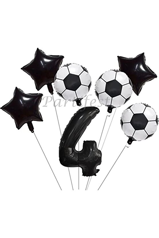 Futbol Konsept 4 Yaş Balon Set Maç Konsept Doğum Günü Set Yaş Balon Set